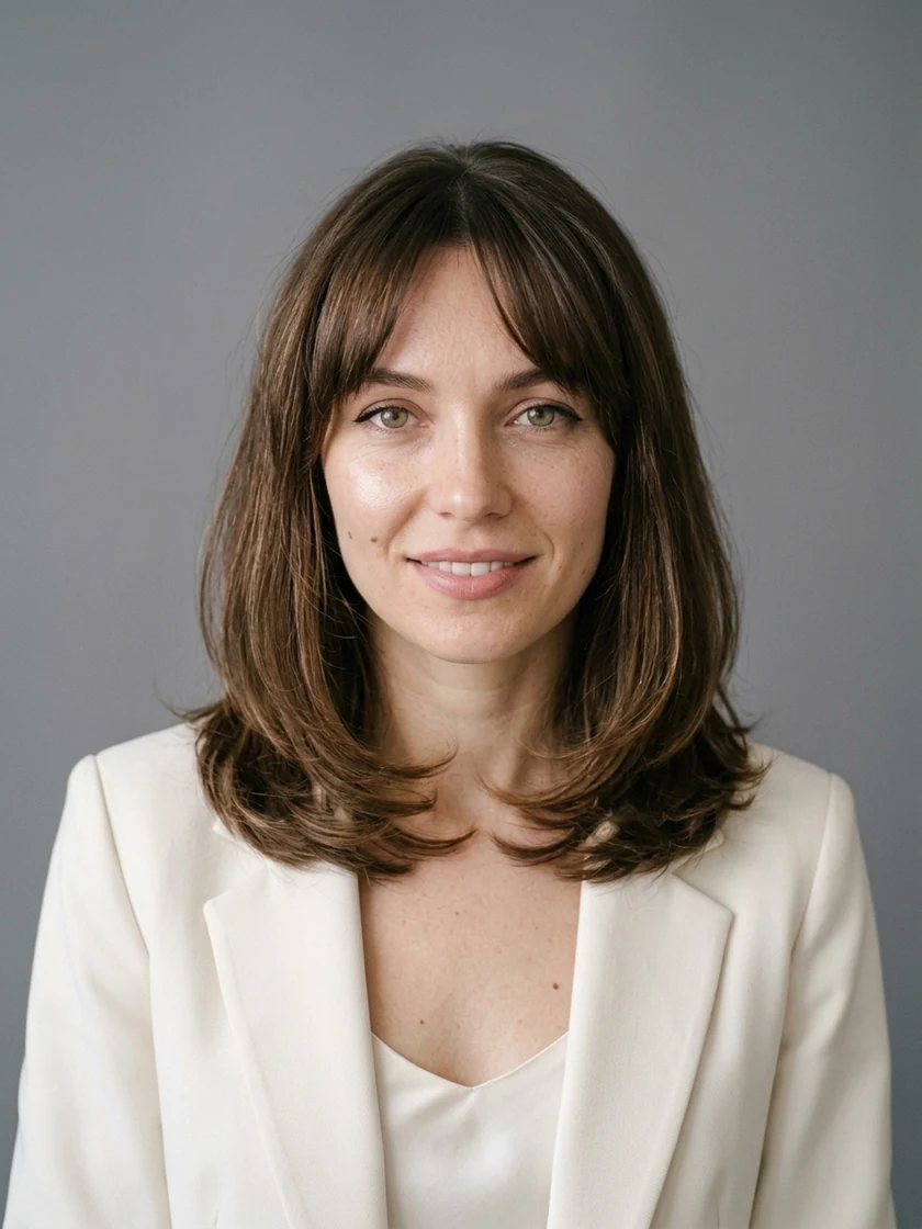 Transformation concept of a 28-year-old corporate woman with high-crown layered lob